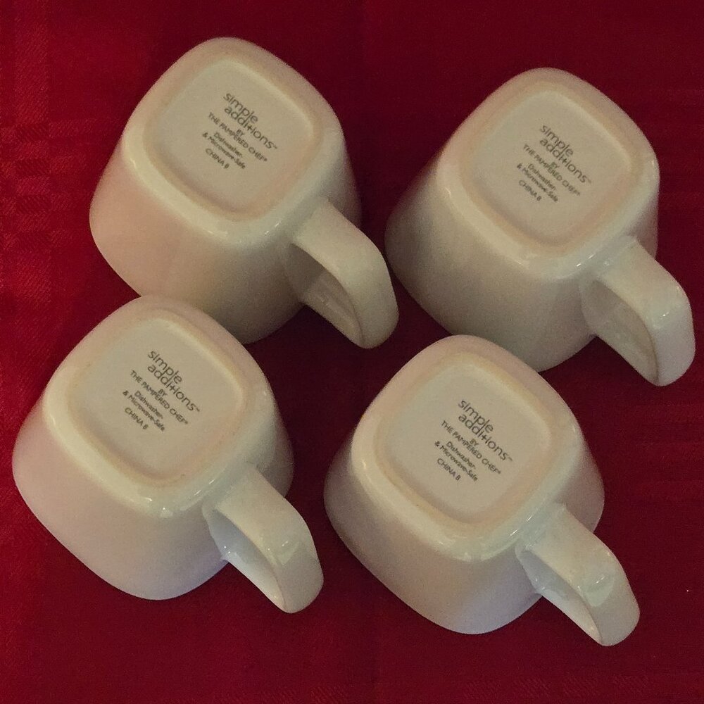 Pampered Chef Simple Additions Square Coffee/Tea Mugs - Set of 4